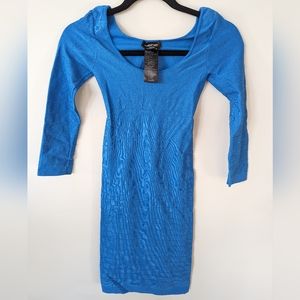 BEBE Women Blue Mini Dress Bodycon Fitted